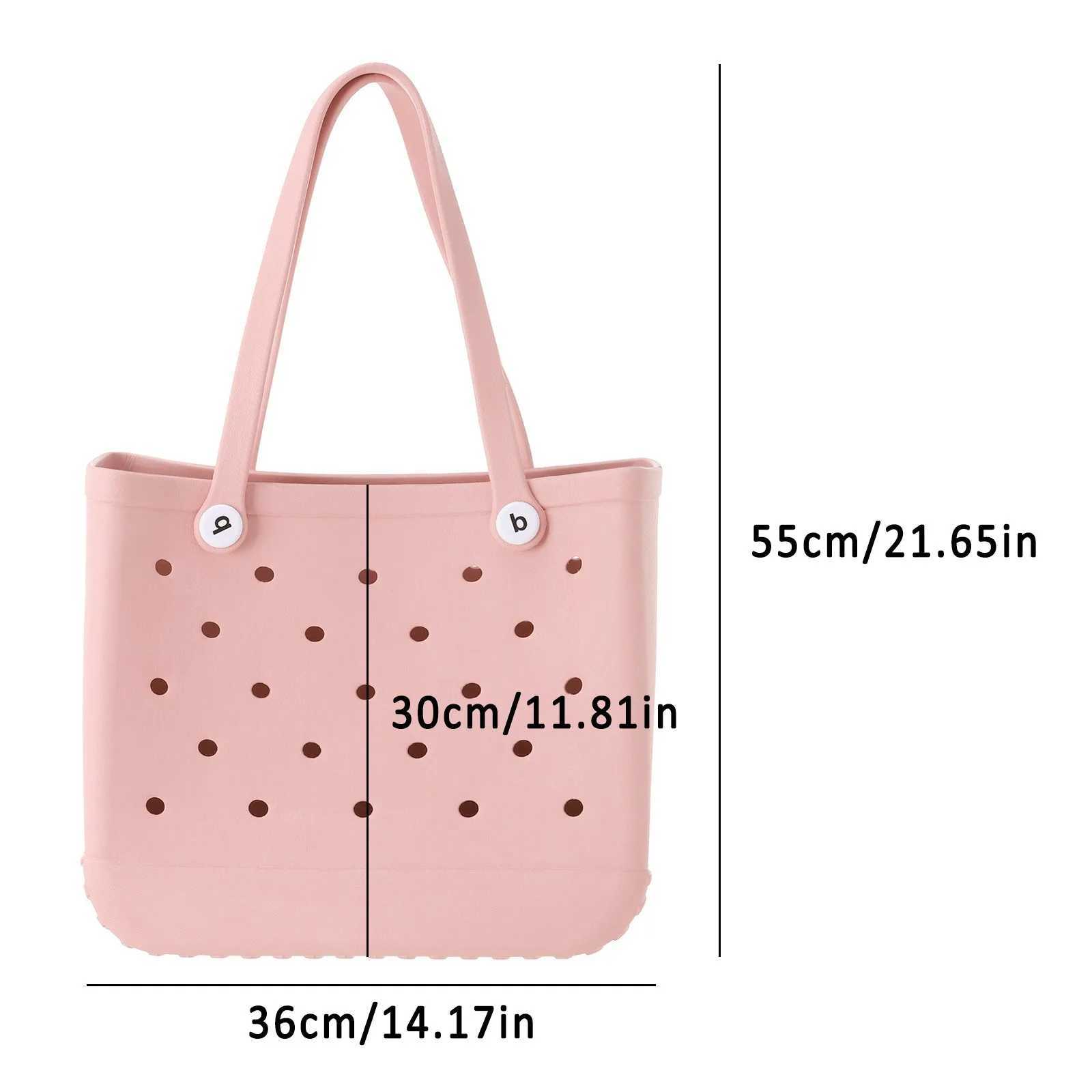 Extra Large Bogg Bag Summer EVA Beach Bag Basket Wine Picnic Tote Bag Holes Waterproof Handbag Pouch Shopping Shoder Bag Y241212