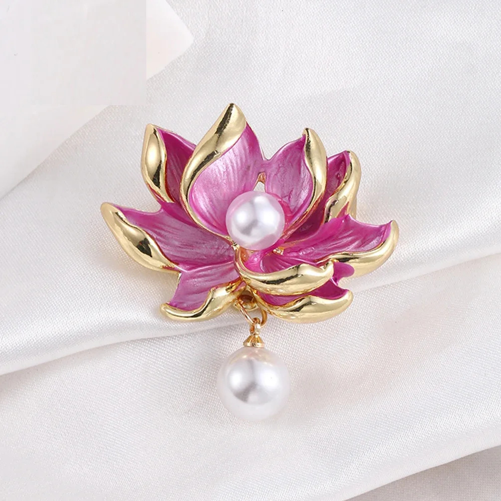 Exquisite Lotus Broch Womens Cheongsam Accessories Chinese Style Pink Collar Pin 241210