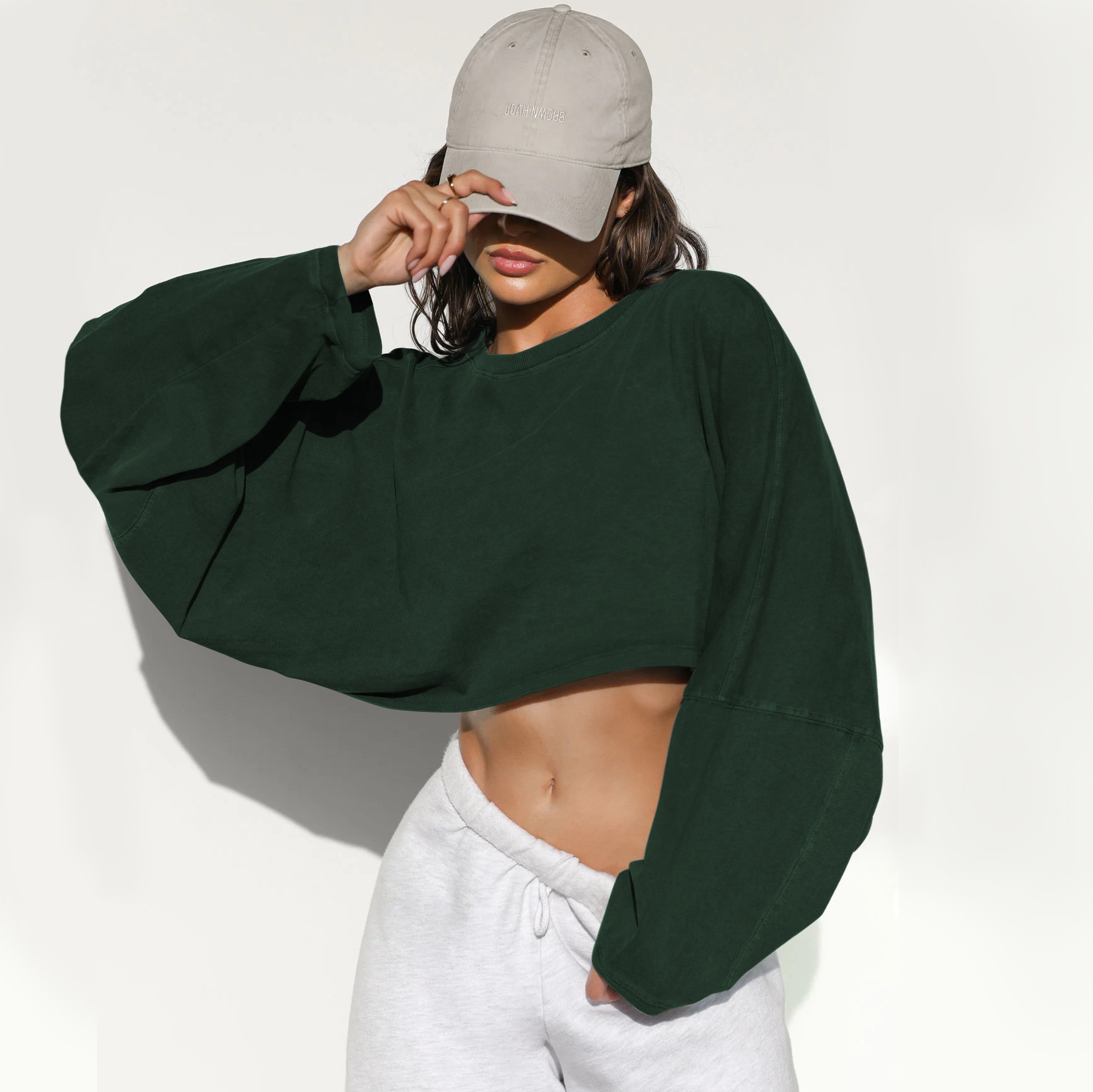New hot free shipping designer hoodies for womens hoodies grey beige green brown black rose red Crop top round neck hoodie short