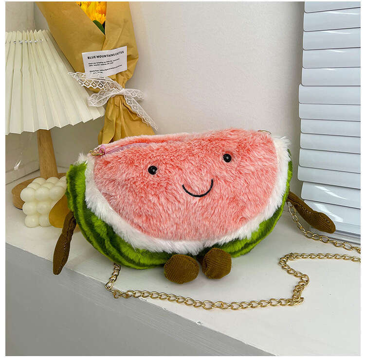 Personalized Watermelon for Women 2023 Winter New Cartoon Cute Plush Bag, Small and Sweet Crossbody Bag