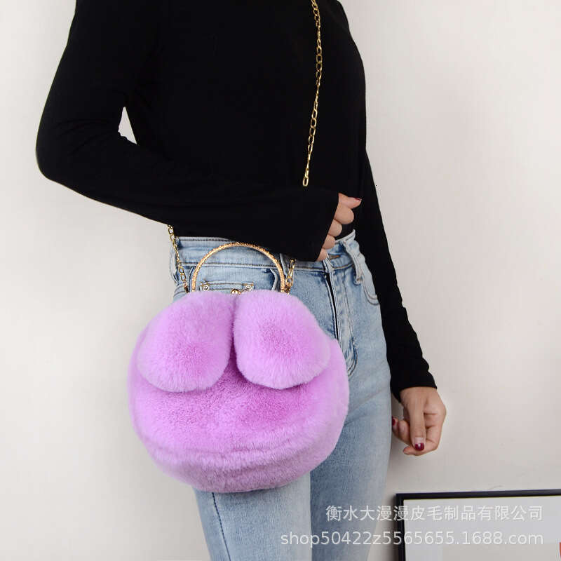 Rabbit ear hand-held, single shoulder, crossbody, clip on bag, autumn and winter chain bag