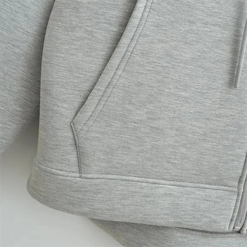 Winter Womens Zipper Hoodie High Street Unisex Double Pocket Oversized Loose Sweater Top 241211