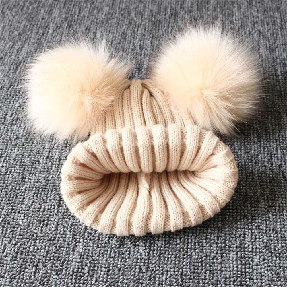 Knit Beanie Cap Toddler Kids Baby Boys Girl Warm Winter Pom Bobble HatXJ241213