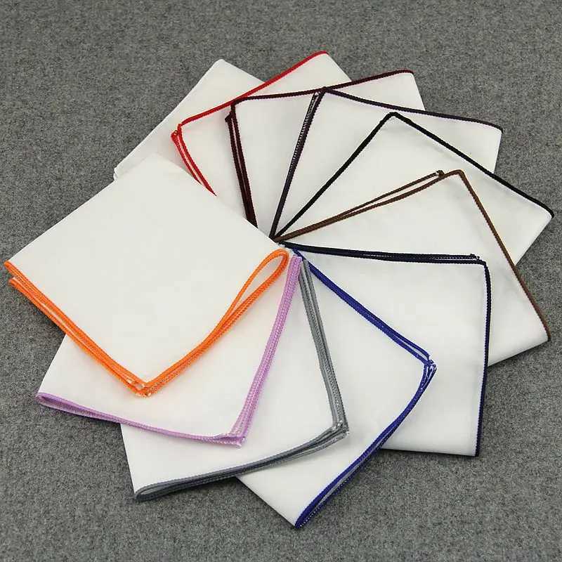Fashion Mens Density Side White Pocket Towel Set Accessories Handle Head Square Towel Cotton Colorful Edge Towel W241213