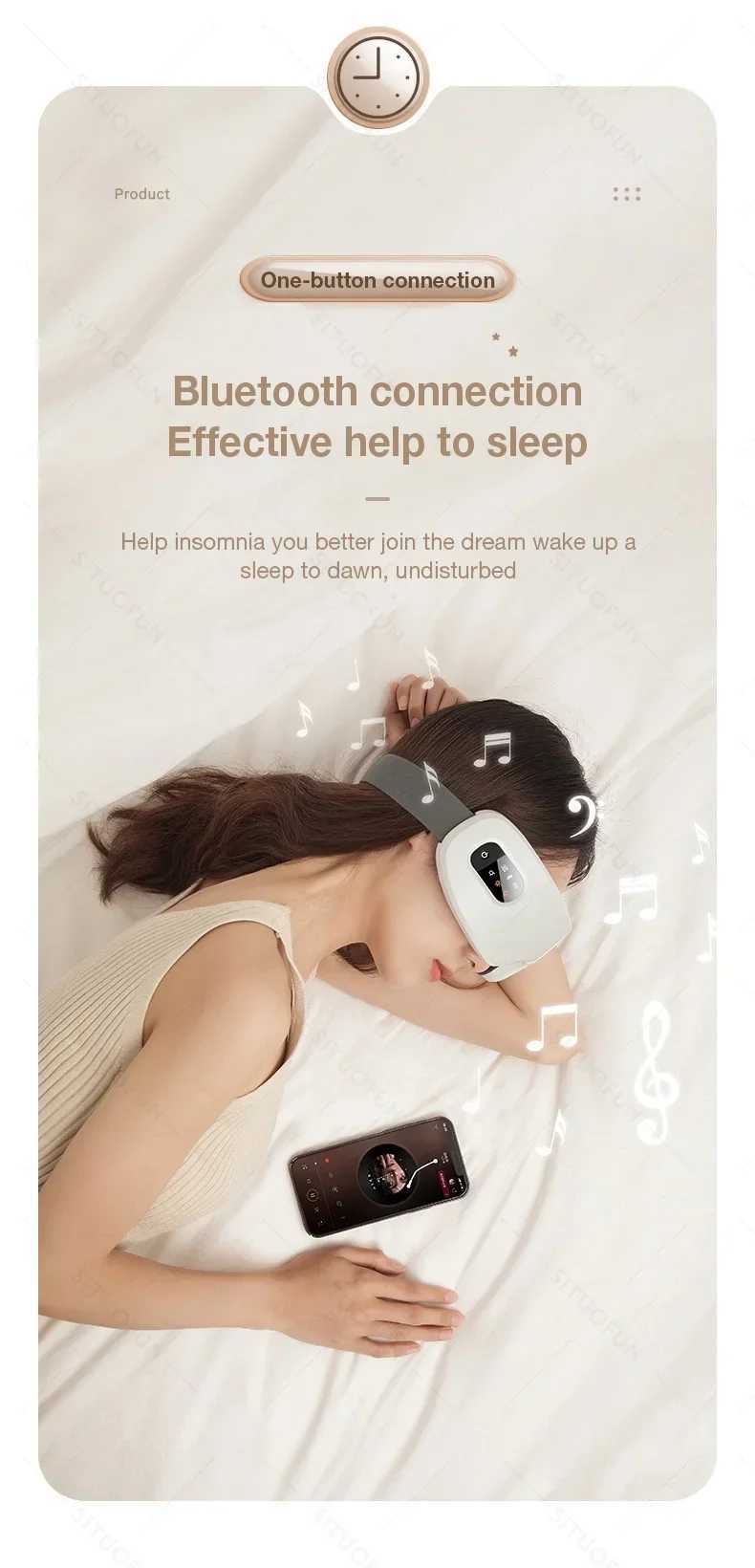 MUKASI eye massager with vibration Bluetooth music an intelligent eye massager designed to relax the eyes reduce eye fatigue and improve sleep W241213