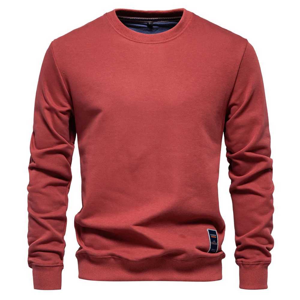 Y2K Techwear Brand Quality Cotton-Blend Mens Crew Neck Solid Color Pullover Sweatshirts Pullover Casual Sport Sweatshirt For Men W241213