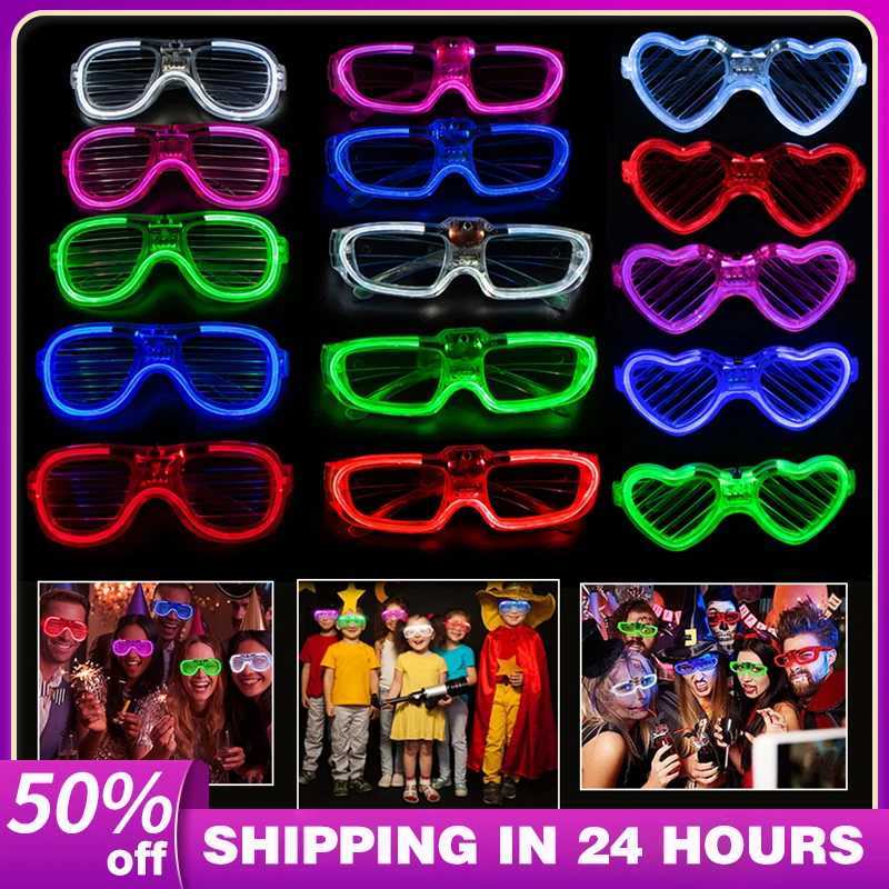 Sunglasses 5/10/15/20/30 Pcs Led Neon Party Glasses Light Up Glow in the Dark for Kids Adults Supplies H241213