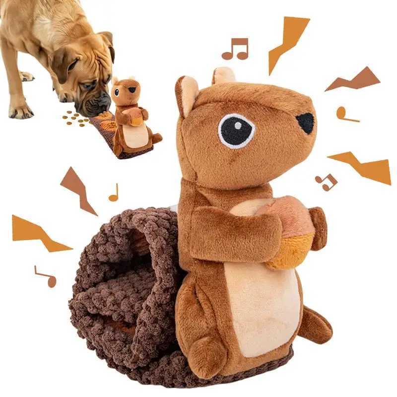 Squirrel dog toy velvet squirrel shape foraging instinct training puppy toy interactive dog puzzle toy with sound device X241213