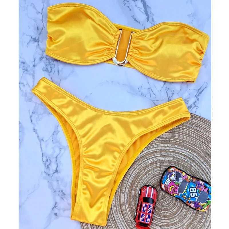 12 Color 2024 New Sexy Bandeau Bikini Women Swimwear Fa Swimsuit Two-pieces Bikini Set Padded Bather Bathing Suit SwimXJ241212