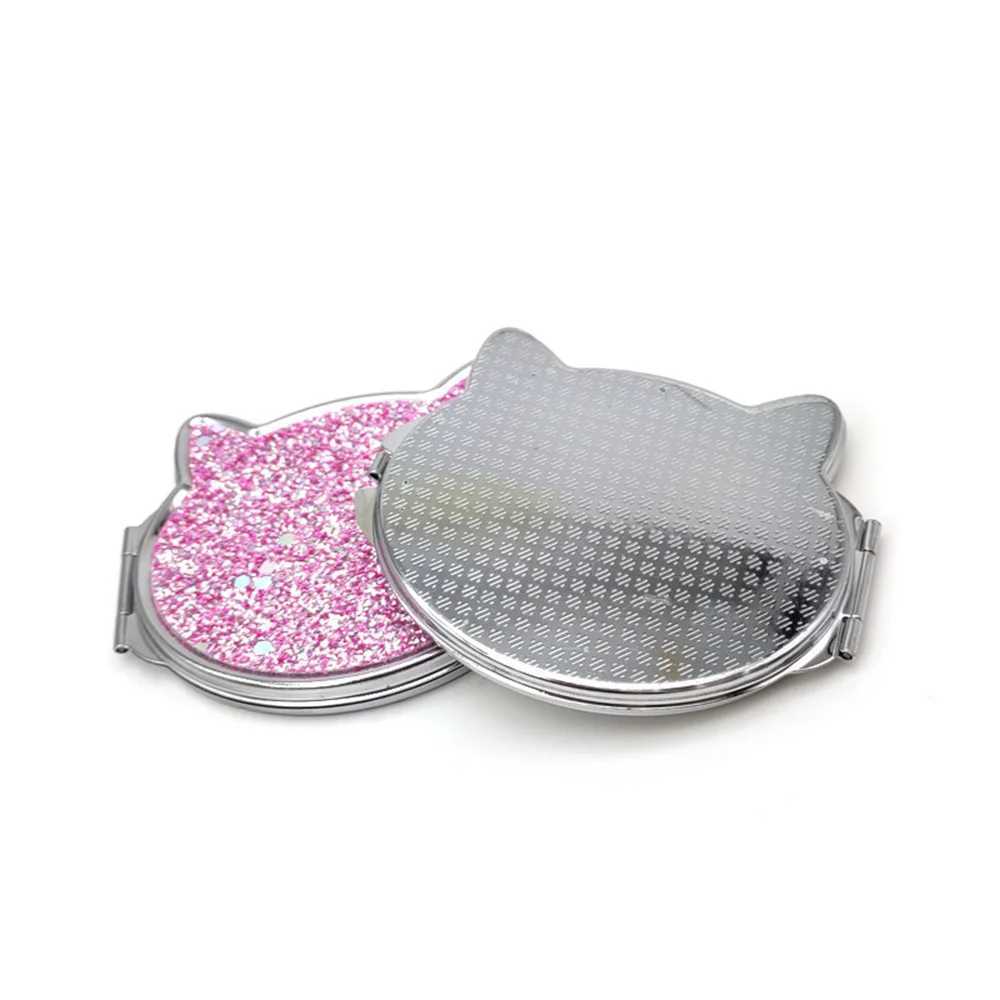 Portable Double-Sided Mirror Metal Cat Shaped Mirror Women Folding Pocket Compact Vanity Makeup Mirror Student Cosmetics MirrorsXJ241213