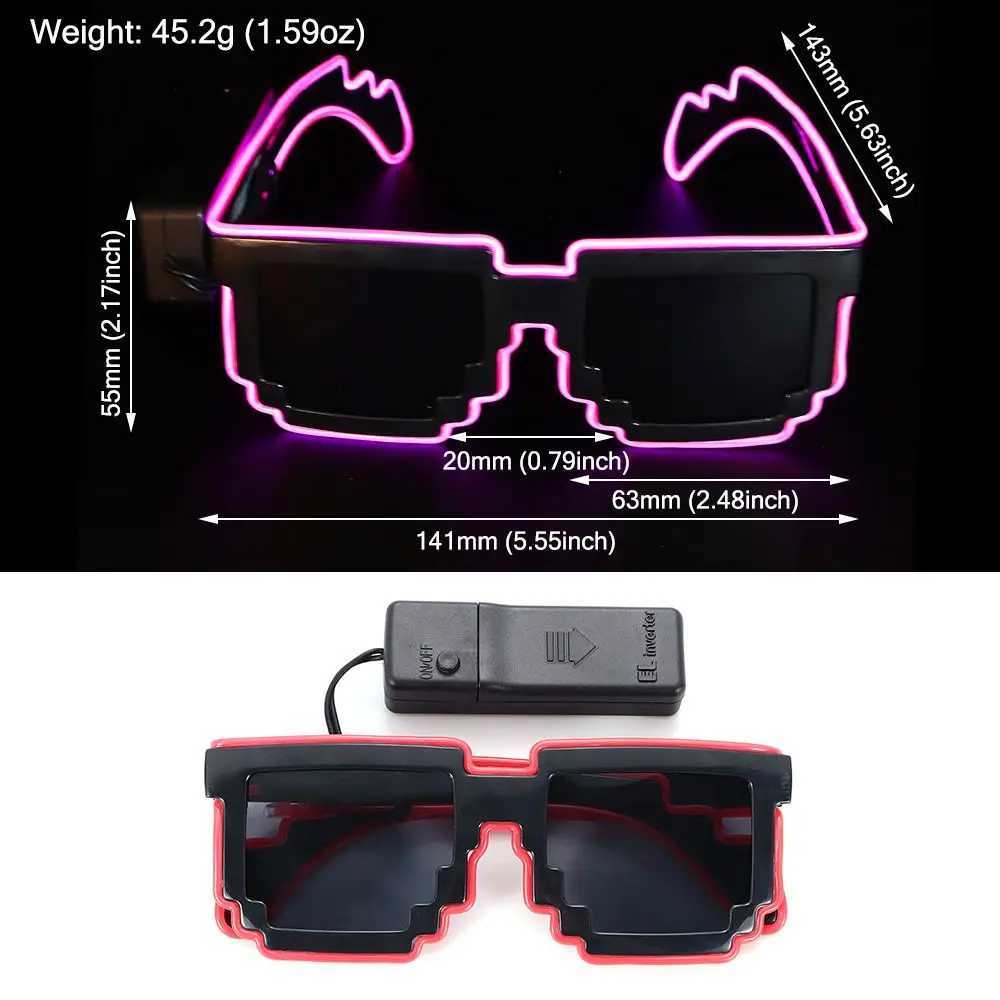 Sunglasses LED Light-up Glasses Novel Mosaic Wireless Glow in the Dark for Rave Party Funny Neon Christmas Shades Adult Kids H241213INGV