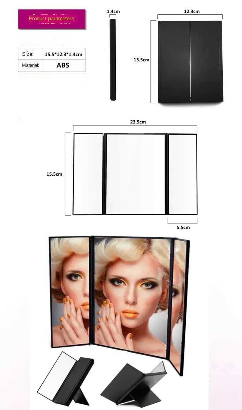 Portable LED Three Sided Makeup Mirror with Foldable DesignXJ241213