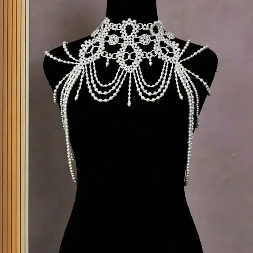 The latest Chinese n body chain accessories Fashion multilayer pearl chest y 241213