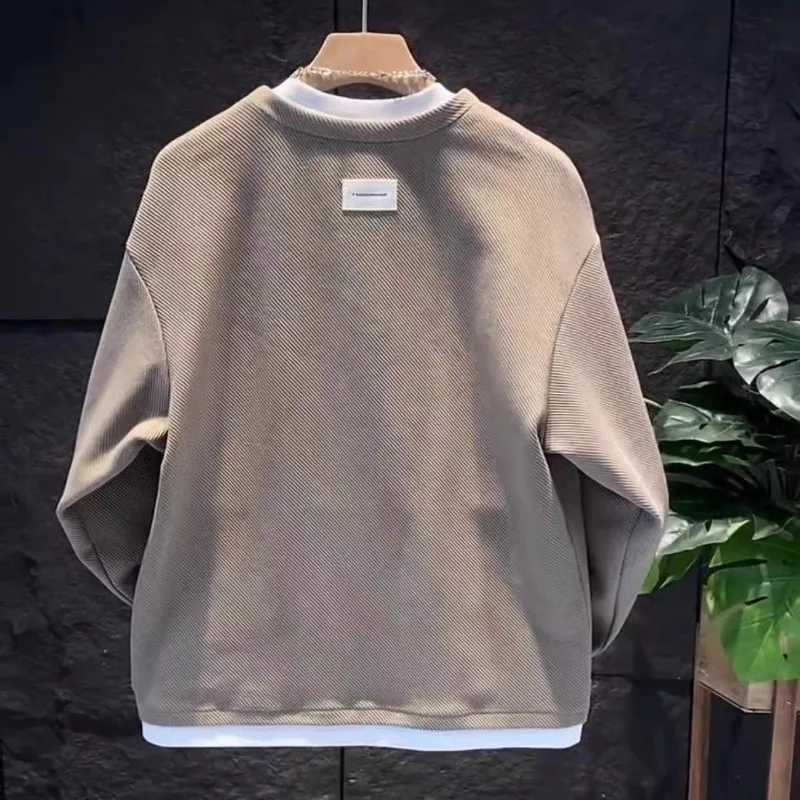 Mens Fashion Retro Japanese Style Patch Work Simple Sweatshirt Autumn Winter Casual Round Neck Long Sleeve Loose Zipper Hoodie W241213