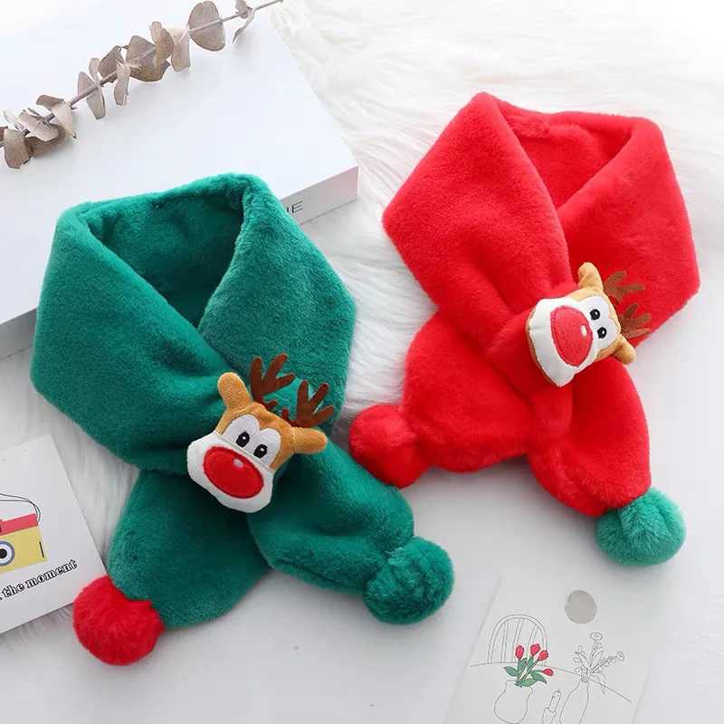 Scarves Wraps Baby Scarf Winter Warm Fashion Fluffy Plush Thick Fleece Mink Cute Cartoon Animal Toddler Girls Boys Neck Warmer Kids Christmas H241213
