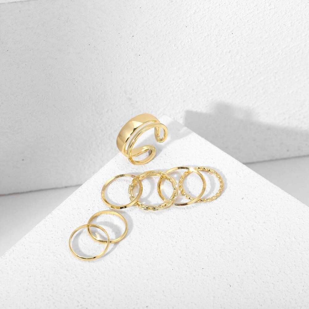 Hot selling metal joint creative minimalist ins style ring combination set of 7 rings