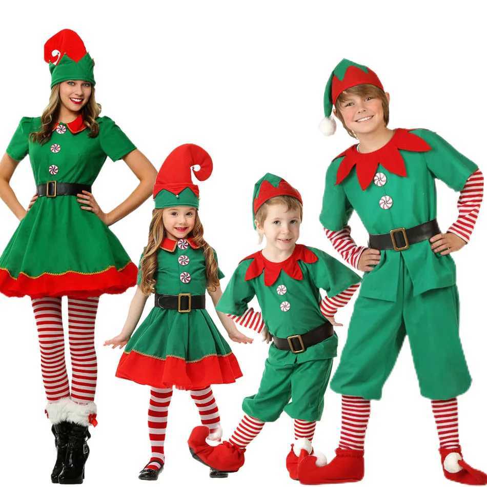 2024 Christmas Clothing Set Boy Girl Family Matching Outfit Kid Adult Santa Claus Cosplay Costume Hat Socks Pants Elf Clothes W241213