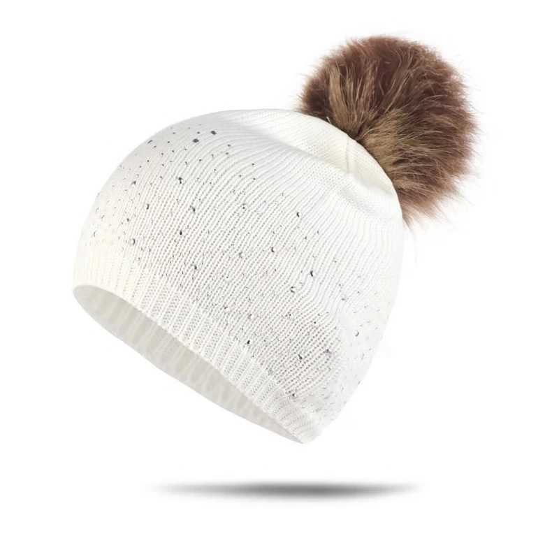 WZCX Fashion Rhinestone Inlay Solid Color Baby Pompom Hat Keep Warm Casual Tide Girls Hats ChildrenS Winter CapXJ241213