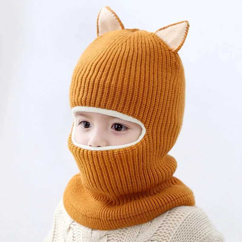 2 To 6 Years Old Boy Girl Beanie Protect Neck Animal Windproof Winter Child Knit Hat Kids Girls Earflap CapsXJ241213