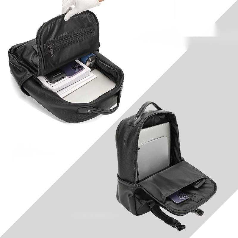 Business backpack, men's commuting large capacity computer, men's leather backpack, travel laptop backpack, men's backpack 241215
