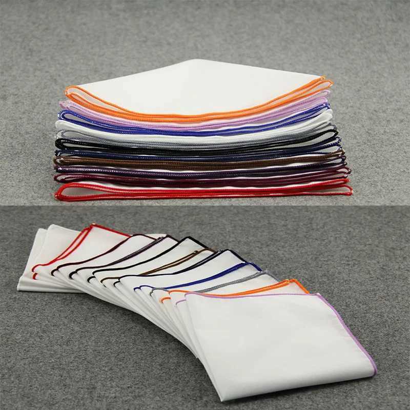 Fashion Mens Density Side White Pocket Towel Set Accessories Handle Head Square Towel Cotton Colorful Edge Towel W241213