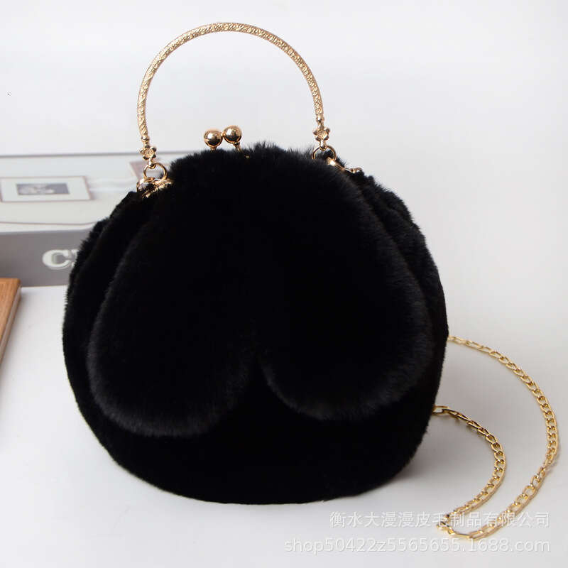 Rabbit ear hand-held, single shoulder, crossbody, clip on bag, autumn and winter chain bag