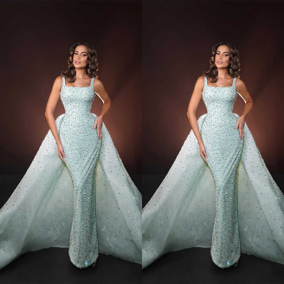 Elegant Bridal Dress Sequins Crystal Wedding Spaghetti Strap Sleeveless Ball Gown Detachable Train Customized Dresses Vestido De Novia