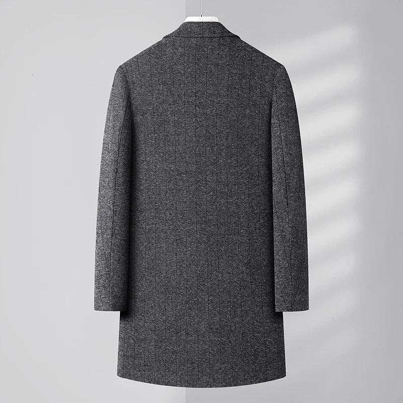 High Quality Fashion Handsome Business Casual Knitted Woolen Wool Stretch Coat Mens ner Overcoat 241213
