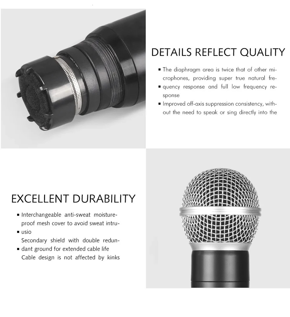 Wireless microphone handheld 4-channel UHF fixed frequency dynamic microphone used for karaoke wedding parties bands church performances 241212