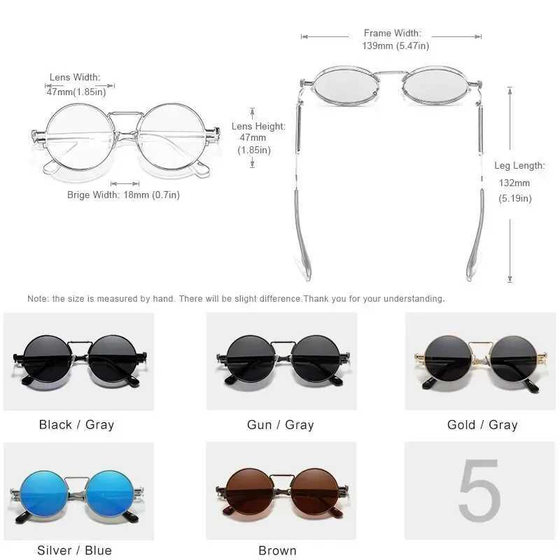 High Quality Vintage Fashion Polarized Sunglasses Men Women Brand Designer Vintage Round Metal FrameX241213