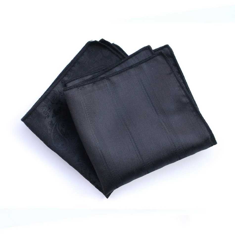 Classic Black Pocket Square Trendy British Style Polyester Paisley Handkerchief Formal Dress Chest Scarf Mens Suit Pocket Towel W241213