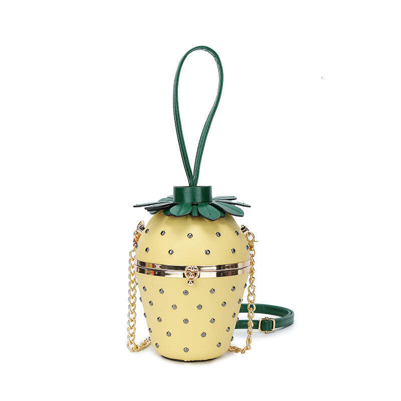 Small niche design women's Forest style personalized rivet pearl crossbody box bag ins strawberry shaped handbag 2024 new casual versatile fashio