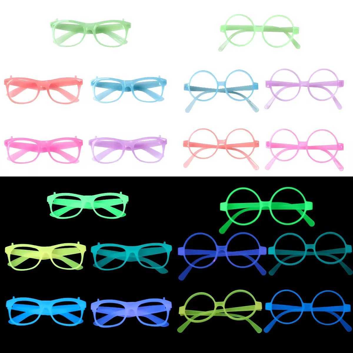 Sunglasses 2024 5/10/20pcs Luminous Glasses Glow Sunglasses With Light Neon Fluorescent Decorative Bar Party Gift Adult Kids Birthday Props H241213