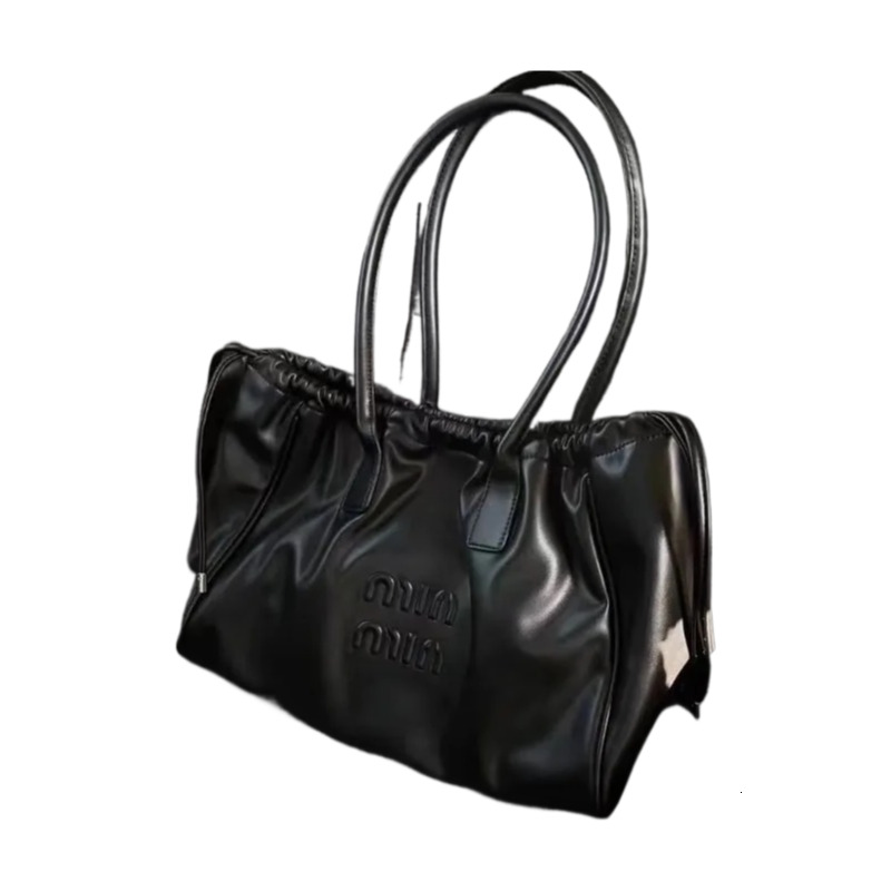 Fashion Drawstring Handbags PU Women's Crossbody Large Capacity Tote Bag Shopper Waterproof Solid Shoulder Bags For Women String