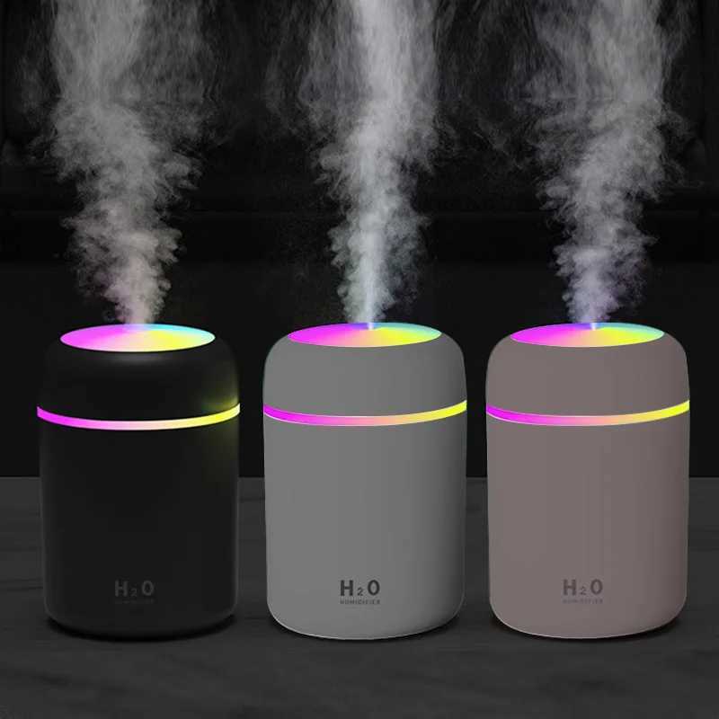 USB Cold Mist Spray Humidifier Portable 300 ml electric air humidifier Aromatic oil diffuser with colored night light for familyXJ241213