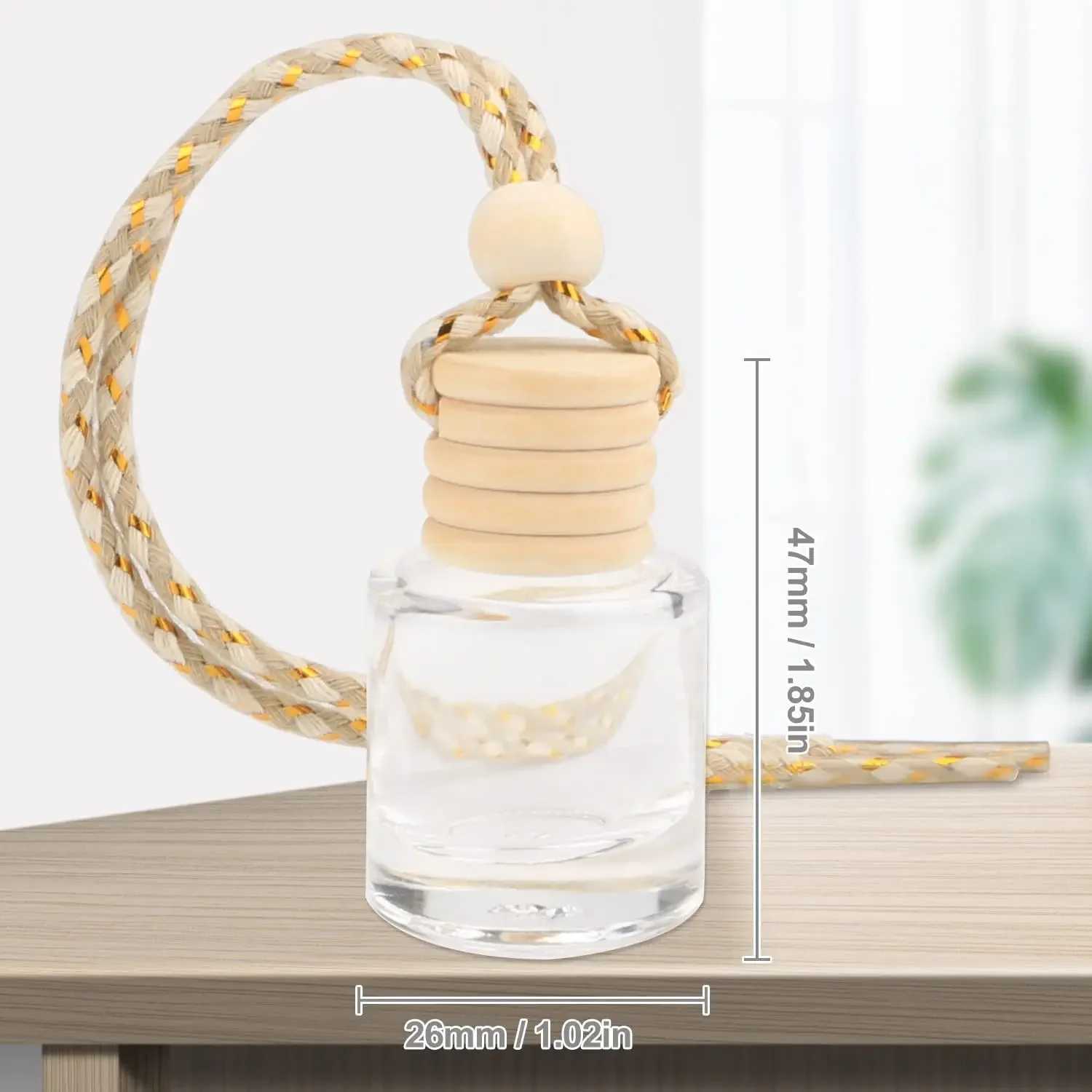 10Pcs 8ml Hanging Car Air ener Diffuser Empty Pendant Perfume Aroma Bottle Clear Glass Refillable Ornament VialsXJ241213