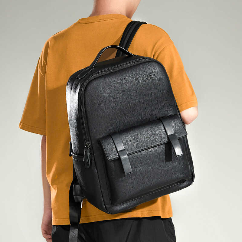 Business backpack, men's commuting large capacity computer, men's leather backpack, travel laptop backpack, men's backpack 241215