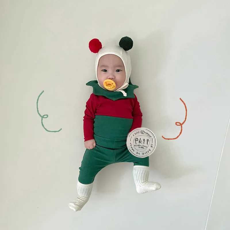 Ins Style Baby Fashion Christmas Costume Set Hoodie High Waist Pants Hat Set Newborn Baby Girl Boy Christmas Set W241213
