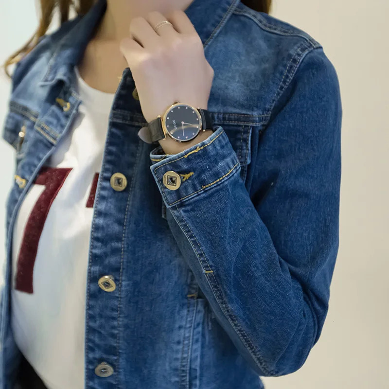 2024 Spring Korean style denim jacket for women fashionable ultrathin short long sleeved 241211