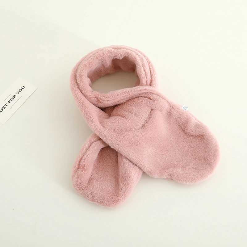 Scarves Wraps Solid Color Plush Baby Scarf Winter Warm Faux Fur Neckerchief for Infant Simple Anti-cold Kids Boy Girl Scarves H241213