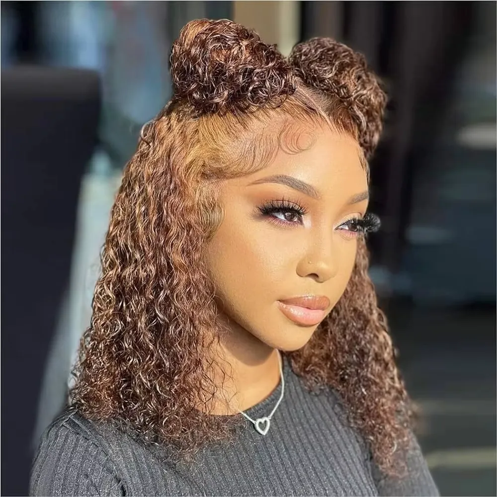Really 100% Human Piano Blonde 30 Inch Wet And Wavy 13x4 Kinky Curly Front Wigs Transparent Lace Wig 280 Density Glueless Body Wave Hair For Woman Bla