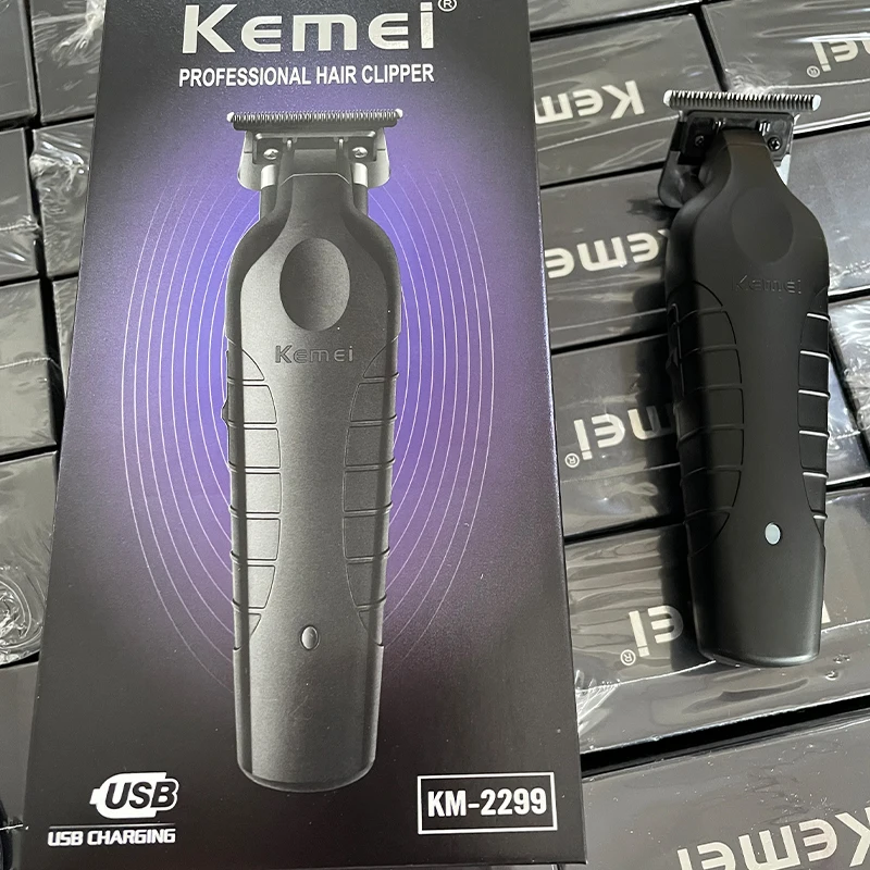 Kemei 2299 Barber Cordless Hair Trimmer 0mm Zero Gapped Carving Clipper Detailer Professional Electric Finish Cutting Machine T241210