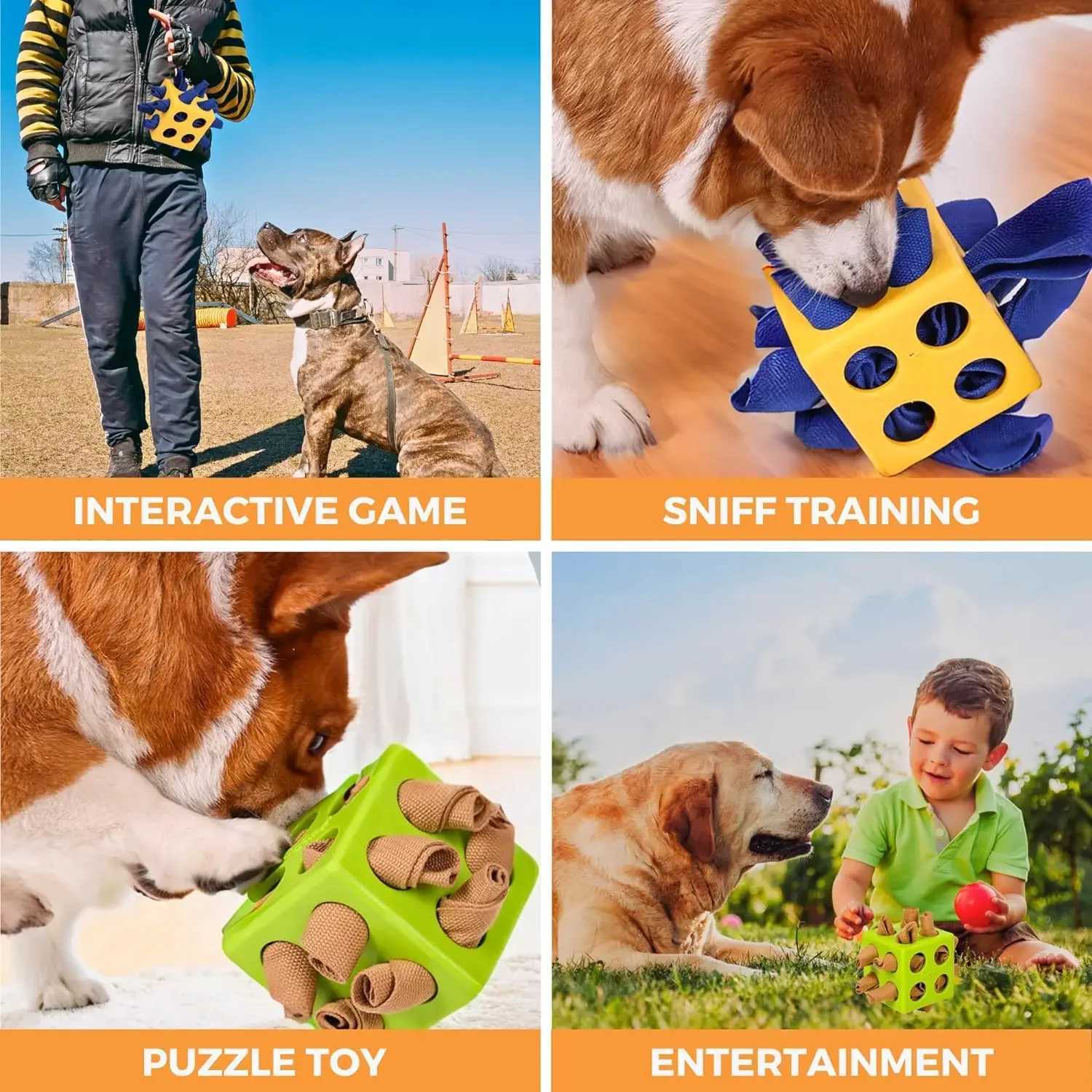 Unbreakable Dog offers a variety of puzzle toys including interactive snuff balls for dogs which encourage stimulating food foraging skills and small 