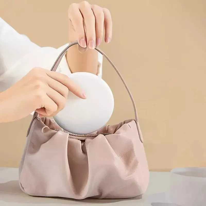 Women 2 Side Folding Makeup Compact Pocket Mirror Personalized Small LED Light Cosmetic Luminous Effect Pink White Mini MirrorXJ241213