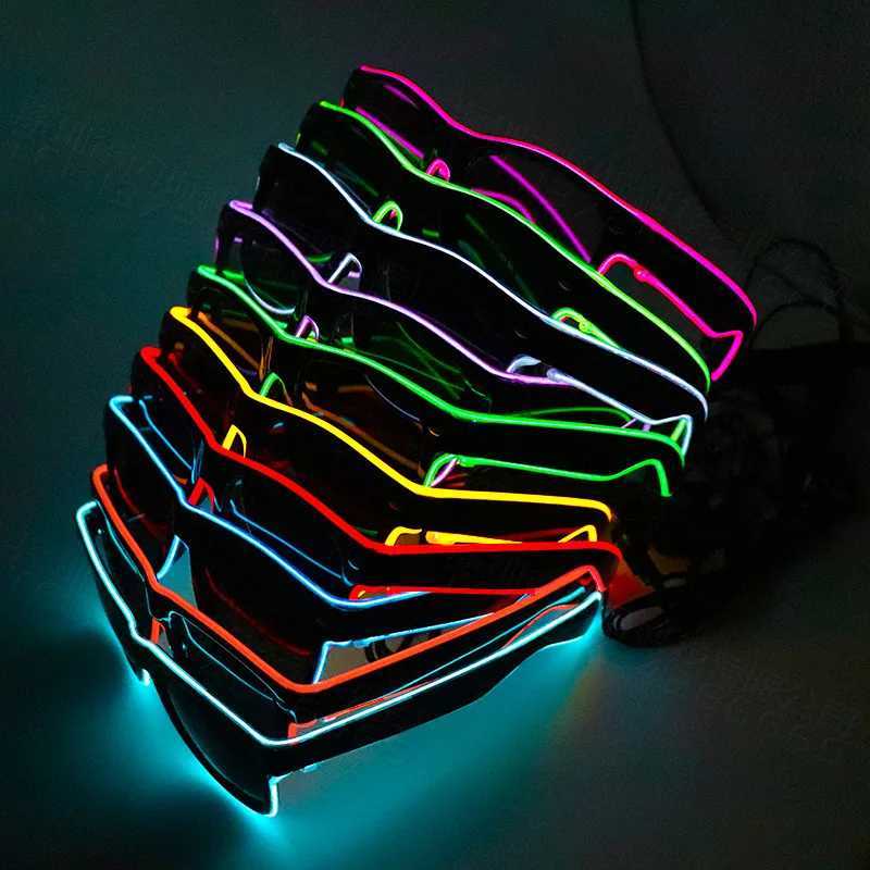 Sunglasses 1PC Flashing EL Wire Led Glasses Luminous Party Decorative Lighting Classic Novelty Gift Bright LED Light Up Party SunGlasses H241213