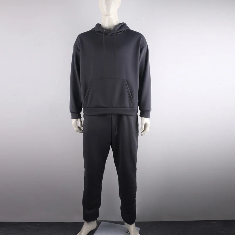 Neon Green Style Mens Fashion Track and Field Wear Solid 2piece Long Sleeve HoodieLoose Sweater Casual Sportswear 2024 Latest OMSJ 241211