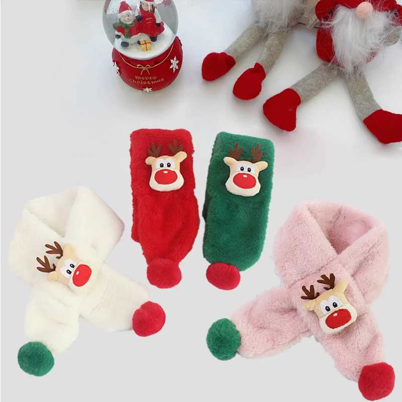Scarves Wraps Childrens Scarf Winter Warm Baby Plush Thickened Men and Girls Windproof Cute Christmas Deer H241213M1K2