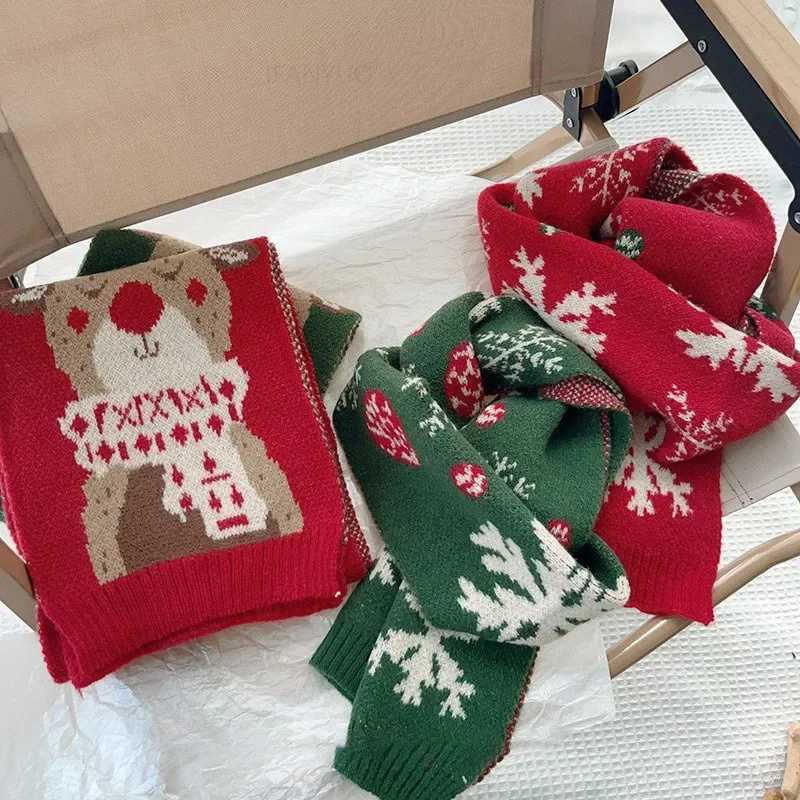 Scarves Wraps Children Christmas Scarf Autumn Winter Boys Girls Knit Scarves Versatile Windproof Student Neckerchief Baby Clothing Accessories H241213