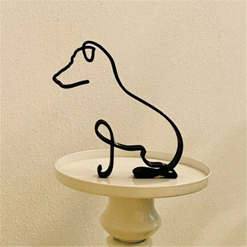 Handicraft Bldog Dachshund Labrador Wrought Iron Modern Sculpture Simple Statue Art Figurine Abstract Dog Ornament Y241212