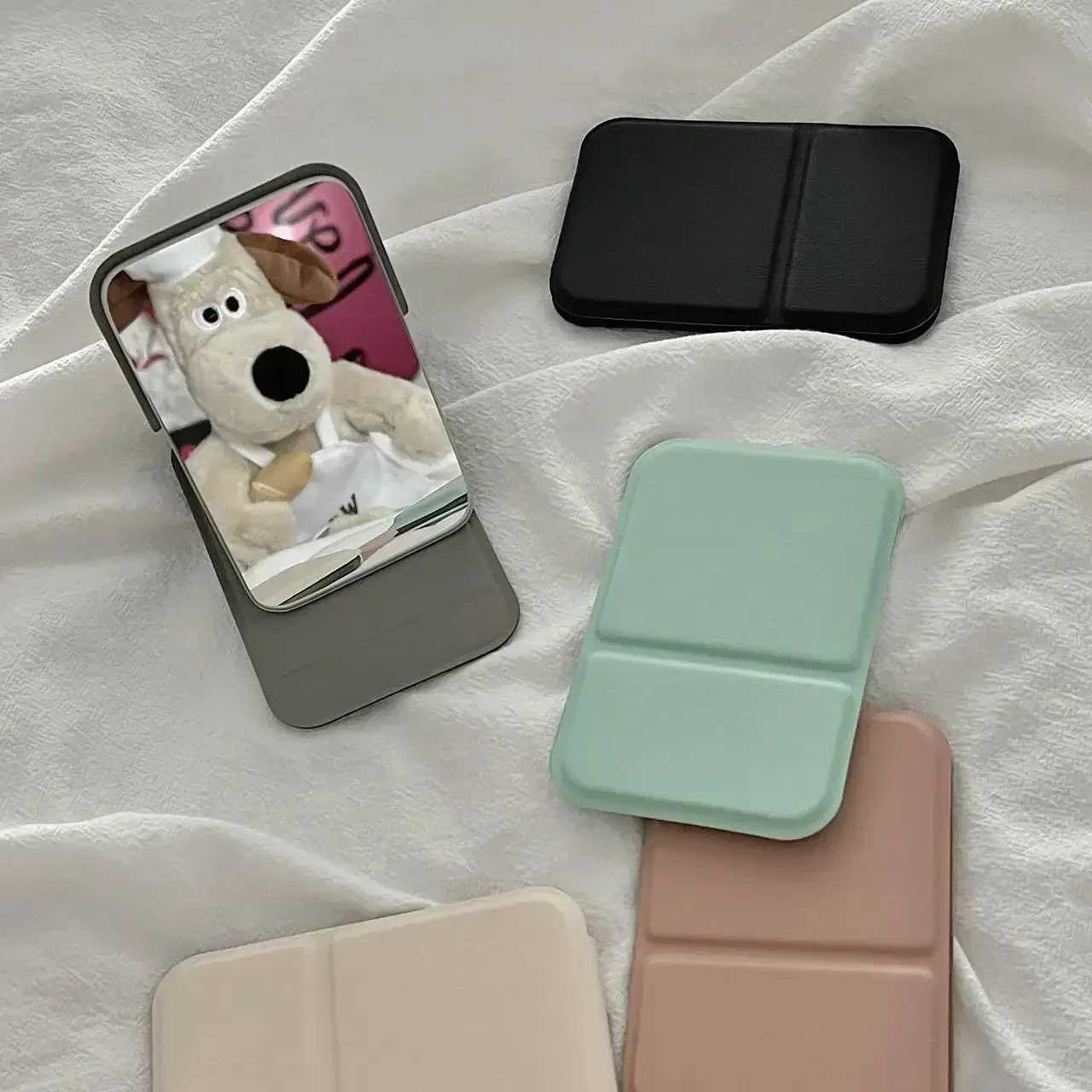 Desktop Makeup Mirror PU Leather Portable Vanity Mirror Foldable Hand Mirror Compact Mirrors Cute Pocket Mirrors for Travel ToolXJ241213